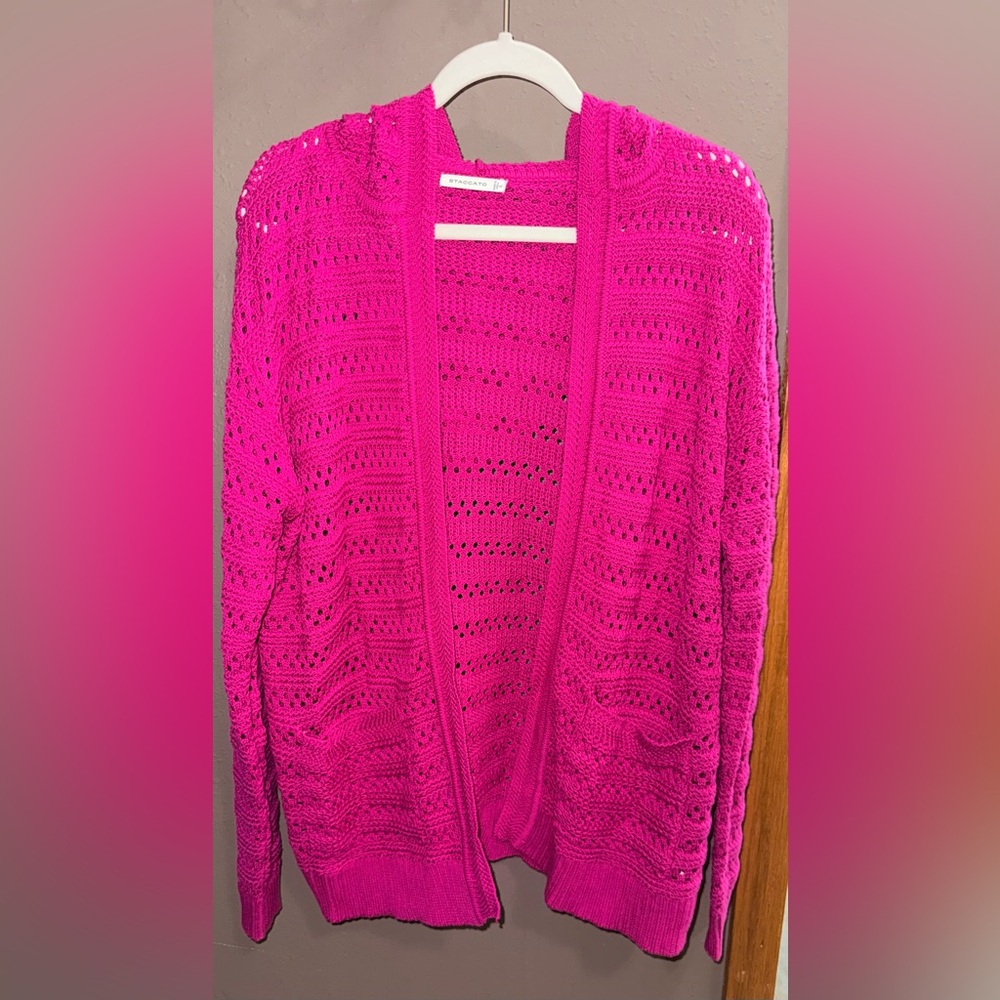 Staccato Fuchsia Open-Knit Cardigan